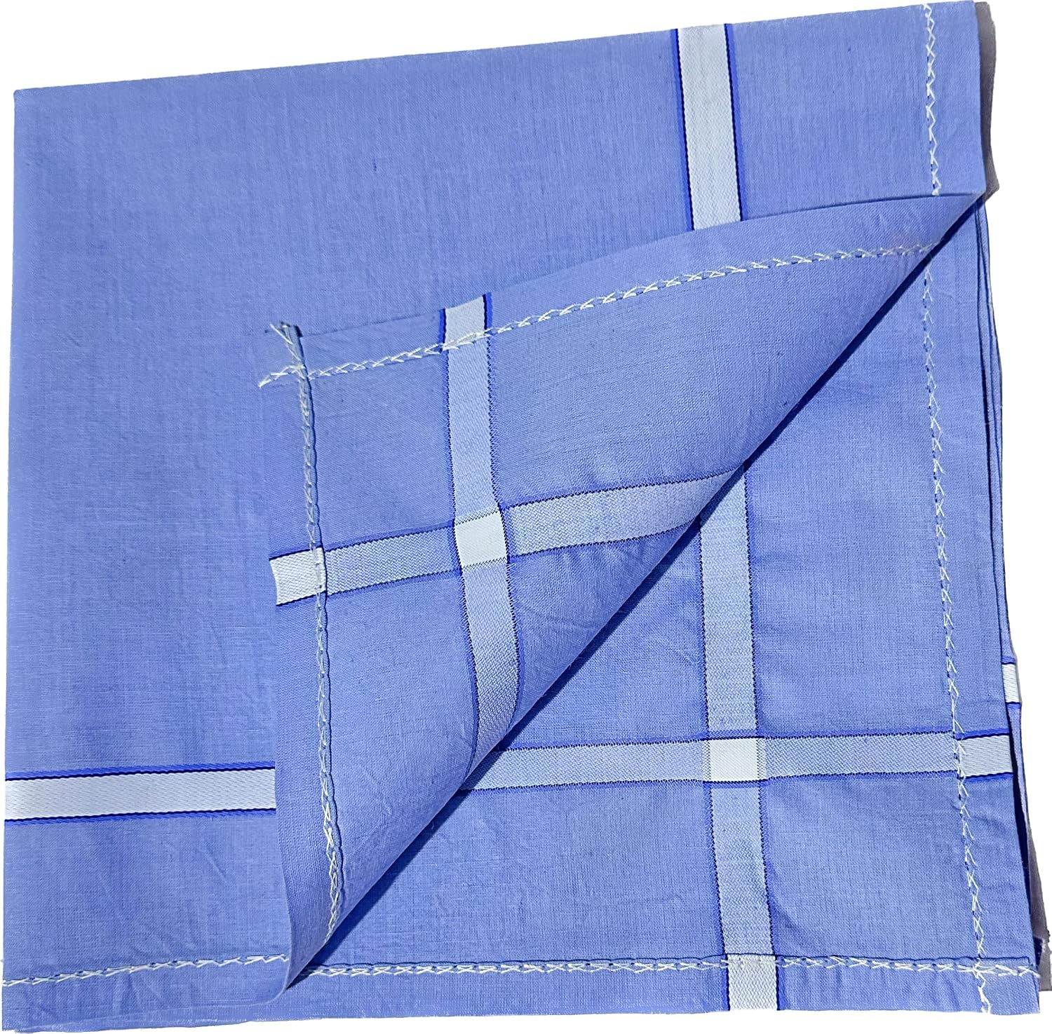 Royal Mart men's handkerchiefs, 100% cotton, hemstitched, 17x17 inches, multi-colored (Light Border, Pack of 12)