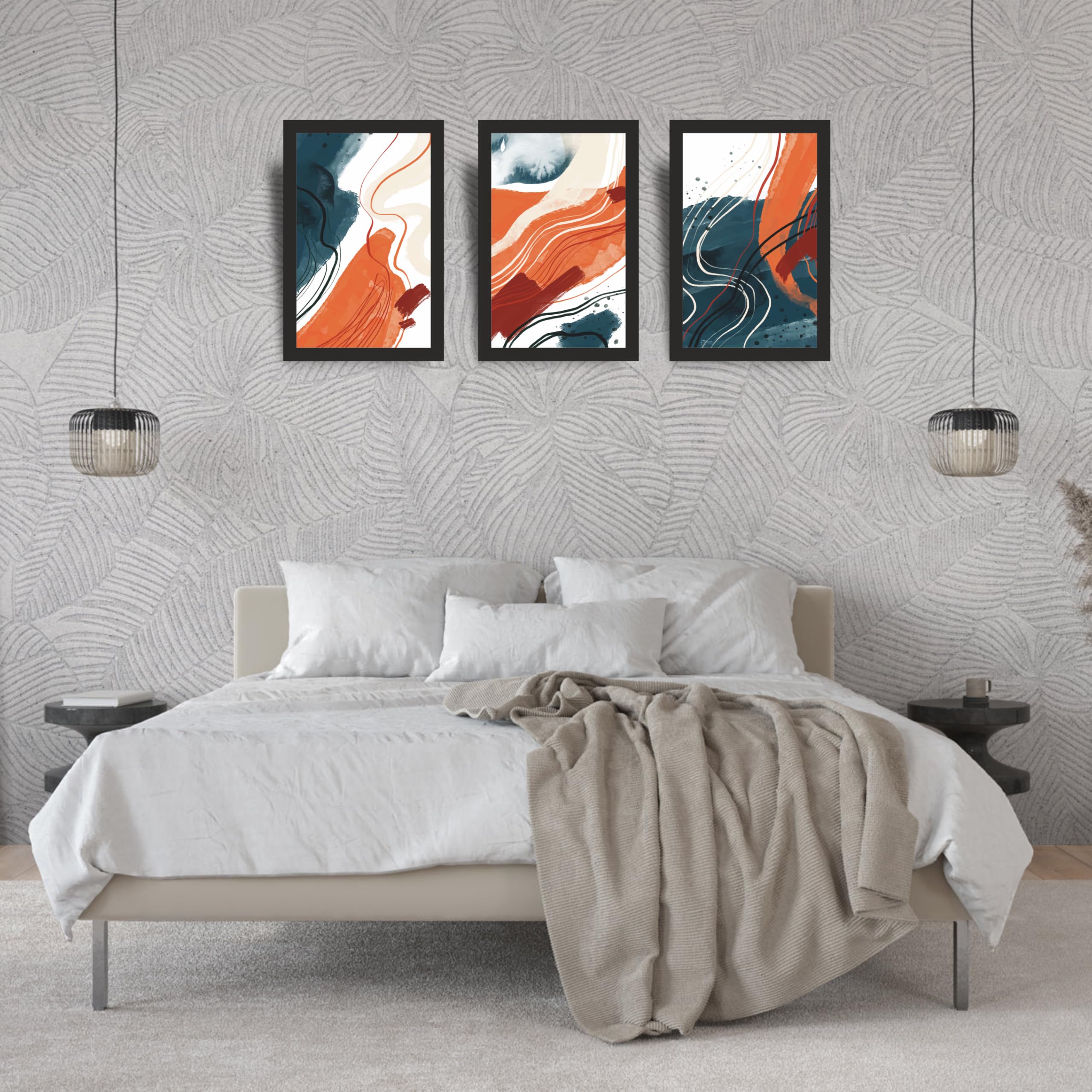 Modern Minimal Abstract Wall Art Set of 3 Frames