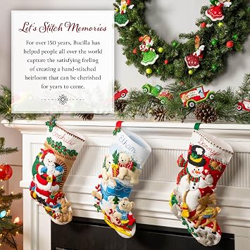 Bucilla Felt Applique 4 Piece Ornament Making Kit, Heartfelt Treasures, Perfect for DIY Arts and Crafts, 89745E