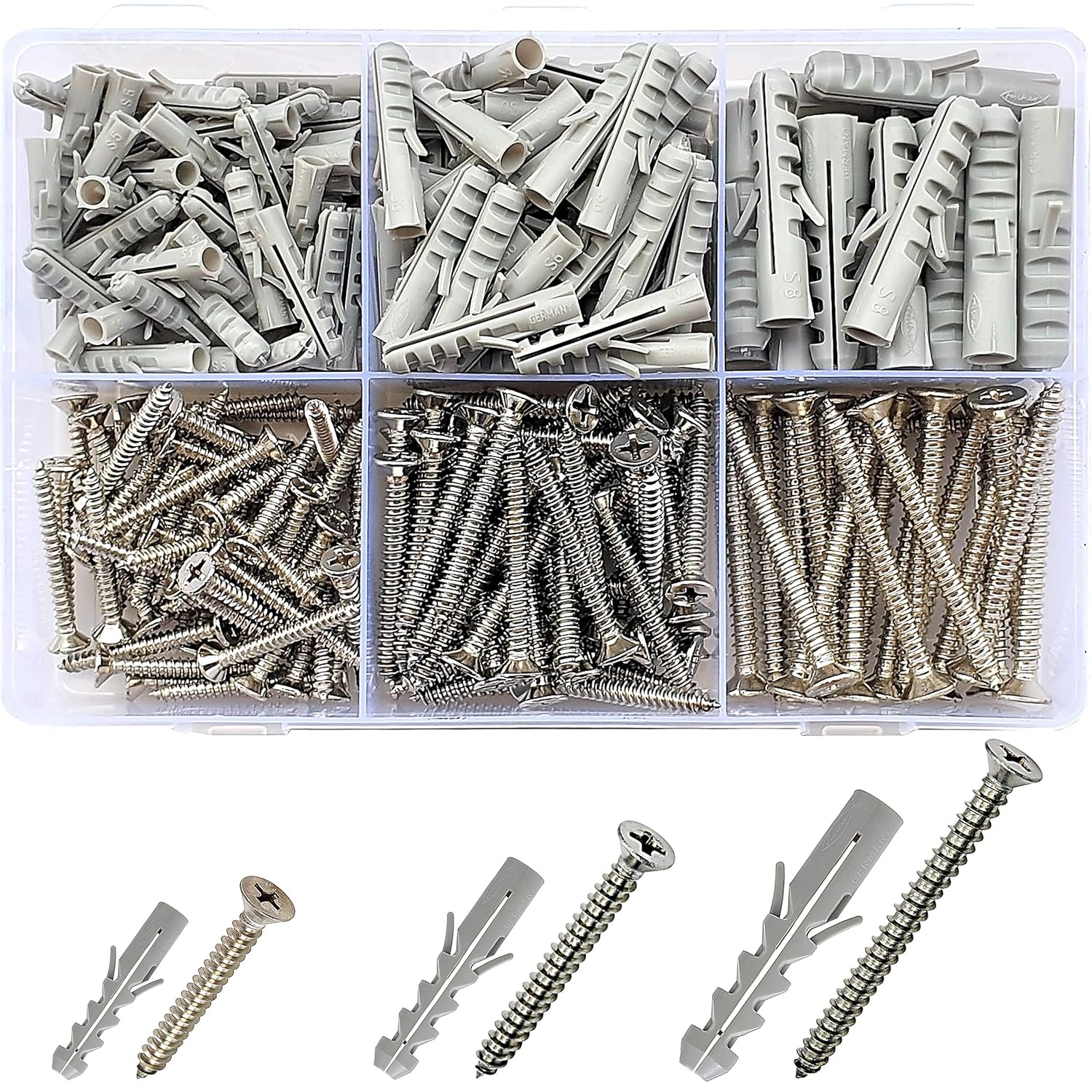 Jaset Innovations Nylon Dry Wall Rawl Plugs/Gitti, Stainless Steel Screws Flat Phillips CSK