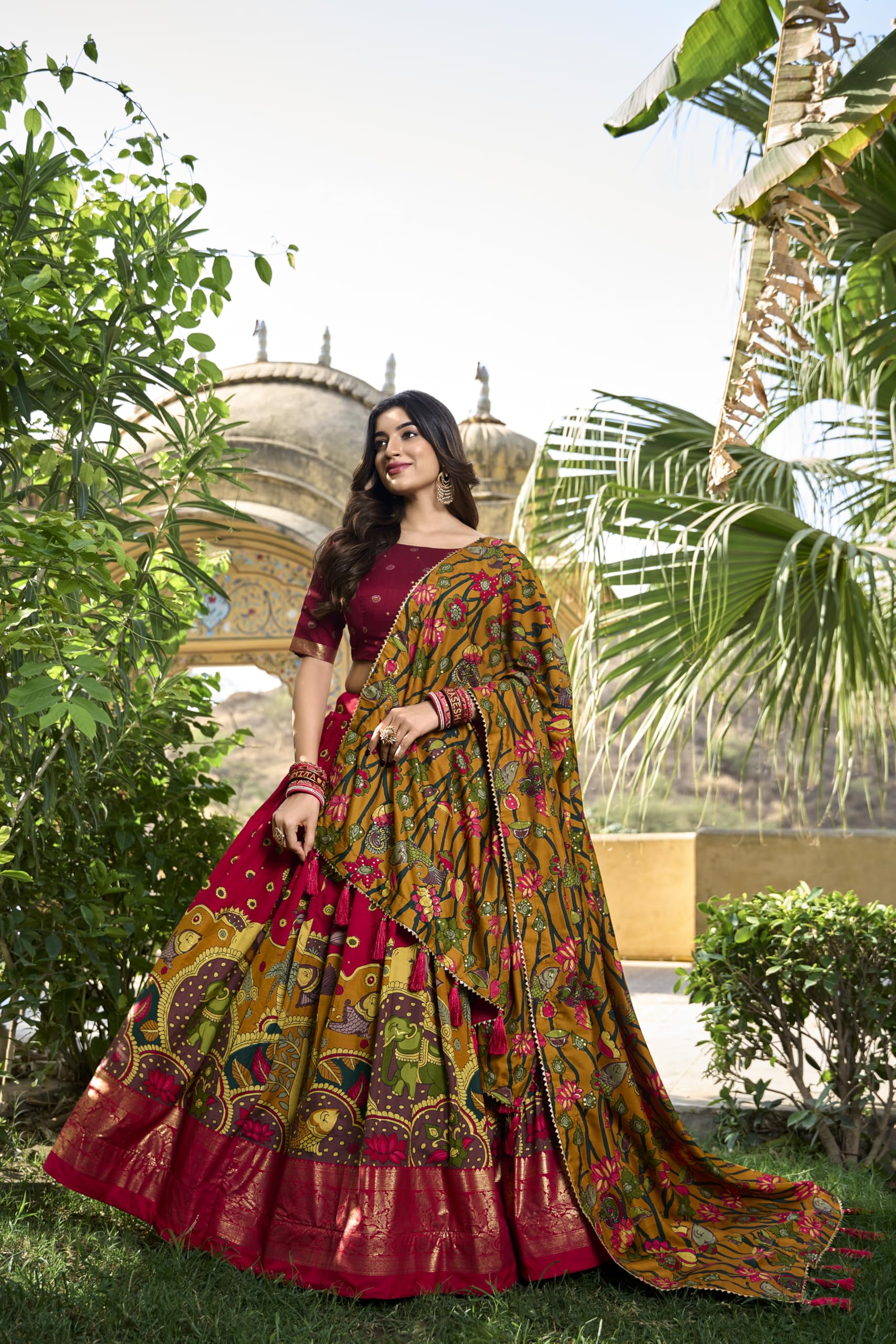 LooknBook Art Women Silk Unstitched Lehenga Choli (ARD1219RED_Red_Free Size) - Image 2 thumbnail