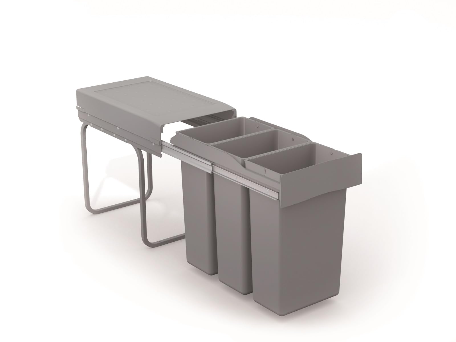 Victory Einbau-Abfallsammler Bio Trio 30 Liter in Alugrau Vollauszug Mülleimer Küche
