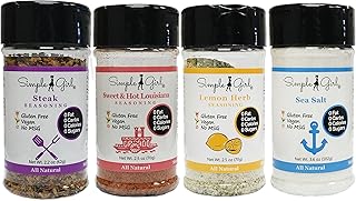 Simple Girl Gourmet Seasoning Set With Sea Salt - Sugar Free - Vegan and Diabetic Friendly - Carb Free - Gluten Free - MSG Free