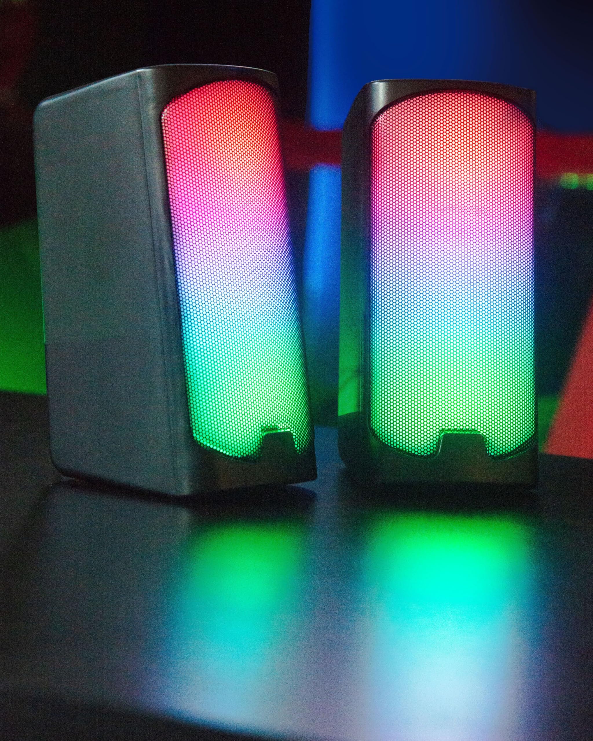 Speedlink Tonos RGB Gaming PC Speaker Bluetooth - głośniki gaming RGB stereo, złącze jack 3,5 mm lub Bluetooth, 12W, aktywny głośnik PC z różnymi trybami oświetlenia, czarny