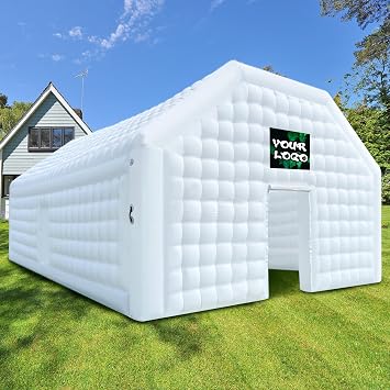 WARSUN Large White Inflatable Night Club 30x20x13Ft Inflatable Party Tent with Logo Area Disco Cube Gazebo Event House for Wedding Birthday Raves Dance Floor Yard Party Business