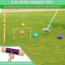 GoSports Standard Croquet Set - 28 Inch Mallets for Kids & Adults