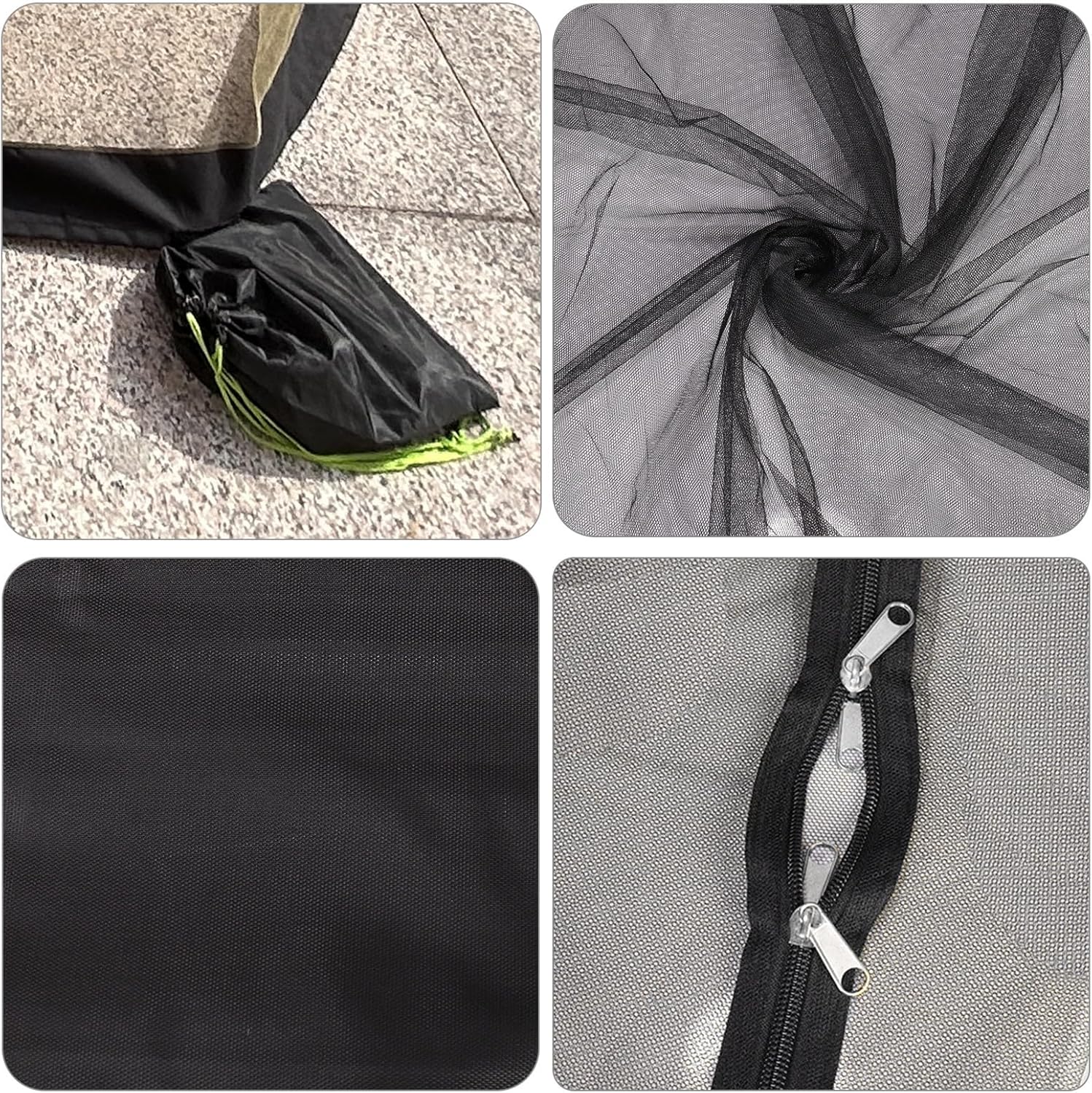 Mosquito Netting for Patio Umbrella Mosquito Net with 6pcs Sandbags Patio Screen Mesh with Zipper Mosquito Netting for Outdoor Canopy Umbrellas,No Support Frame Black 1260cm