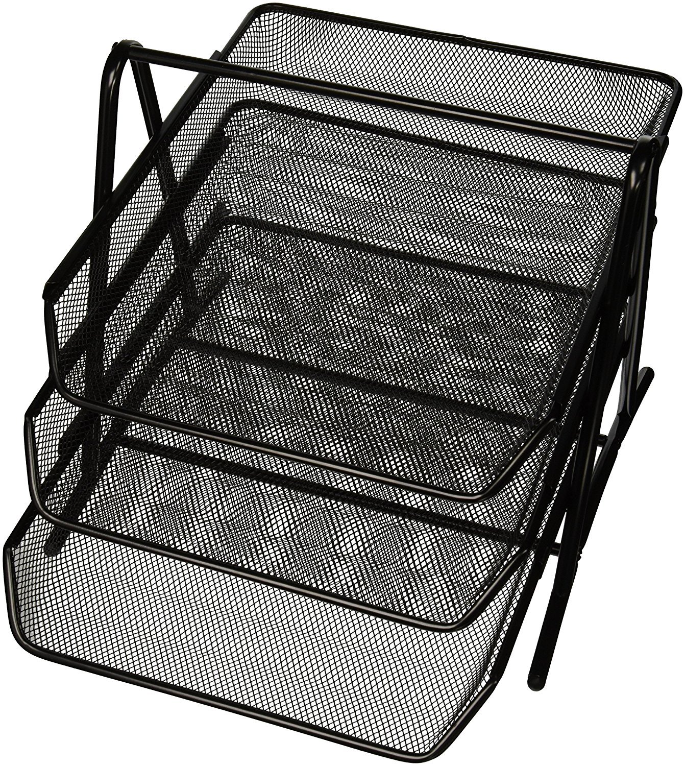 Sparco 90206 3-Tier Steel Mesh Desk Tray, Black (11 5/8"W x 13 3/4"D x 10 5/8"H)