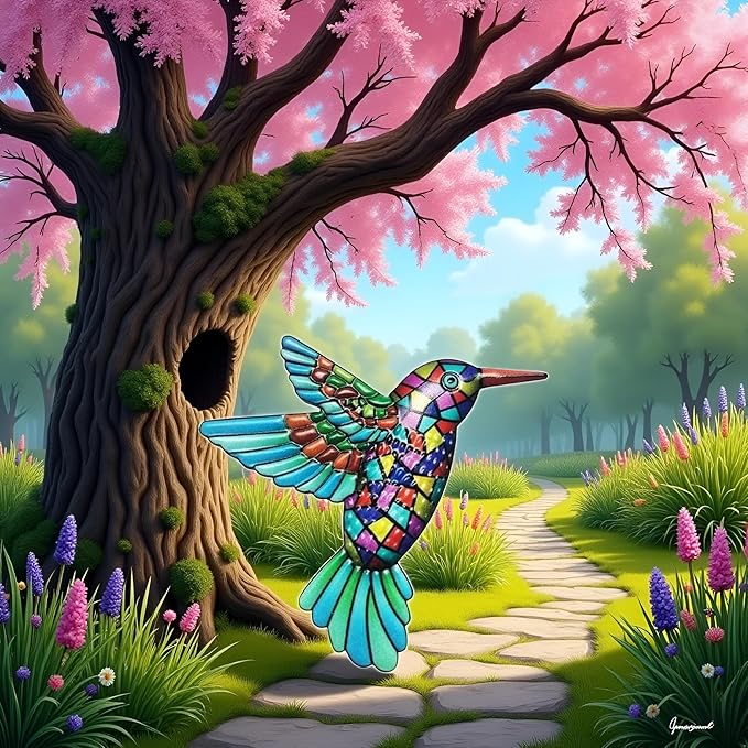 Decoración de pared de colibrí azul de metal para exteriores miniatura 5