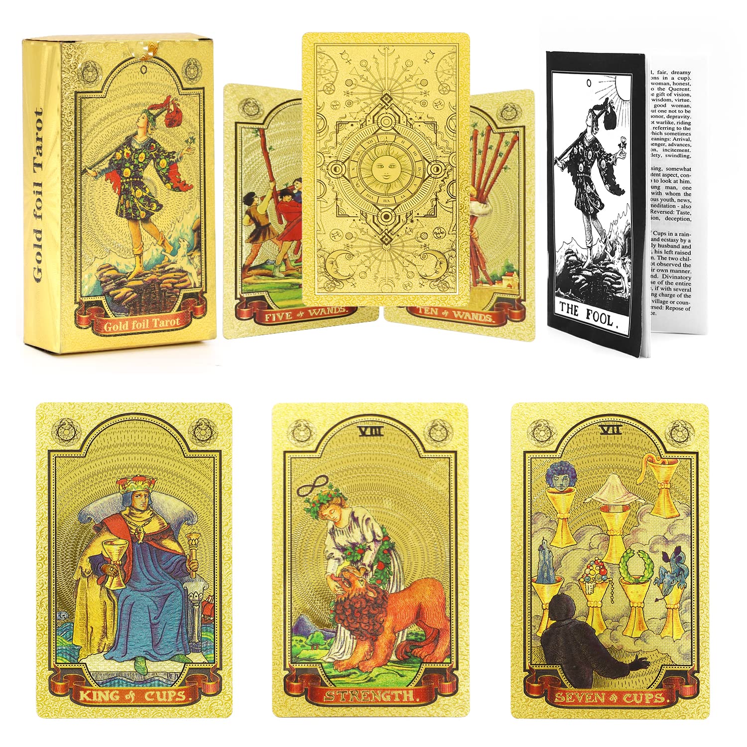 Amazon.com: 78 Tarot Cards with Guidebook, PVC Waterproof Anti-Wrinkle  Luxury Gold Foil Classic Tarot Cards Deck for Beginners and Professional  Player : Everything Else