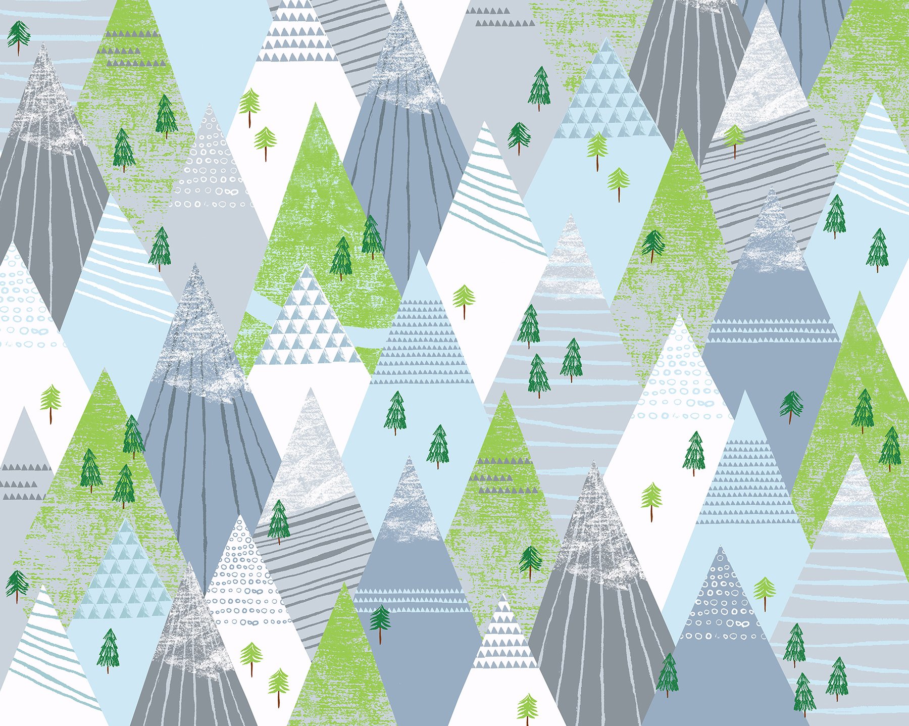 Mountains Wall Mural, Blau