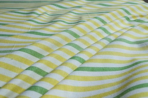 Miniatura 3 de Tamaño de cama doble (9 pies x 9 pies), sábana de cama premium cómoda con 2 fundas de almohada a juego, sábana de algodón | Rayas verdes, amarillas