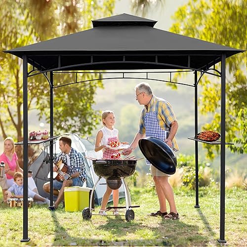 Miniatura 6 de CoastShade Gazebo de barbacoa de 8 x 5 pulgadas, doble nivel, techo de repuesto para exteriores, carpa de techo, color gris