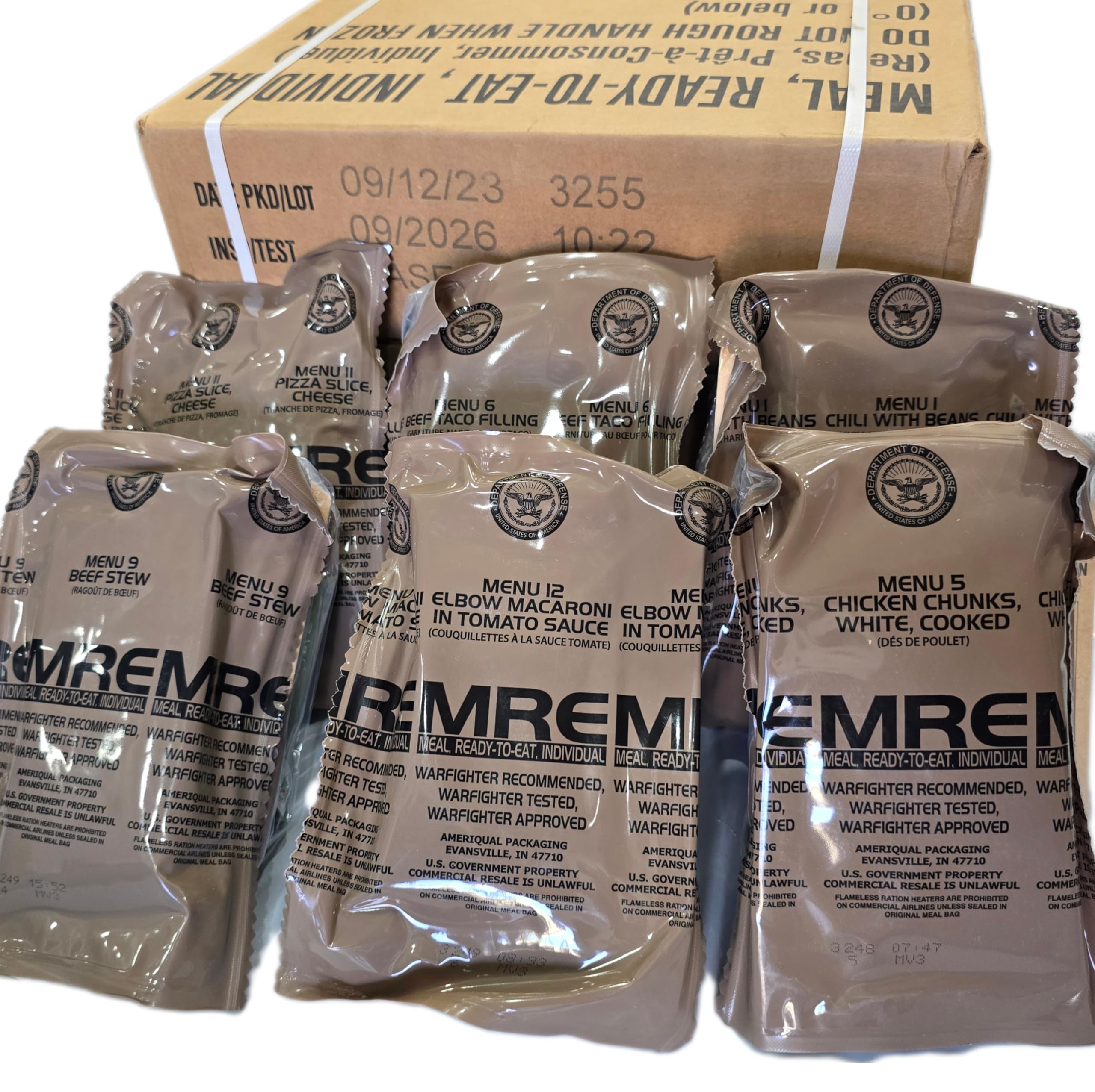 2026 Inspection Dated MREs, Assorted Flavors, U.S. Military Surplus (6 Individual MREs)