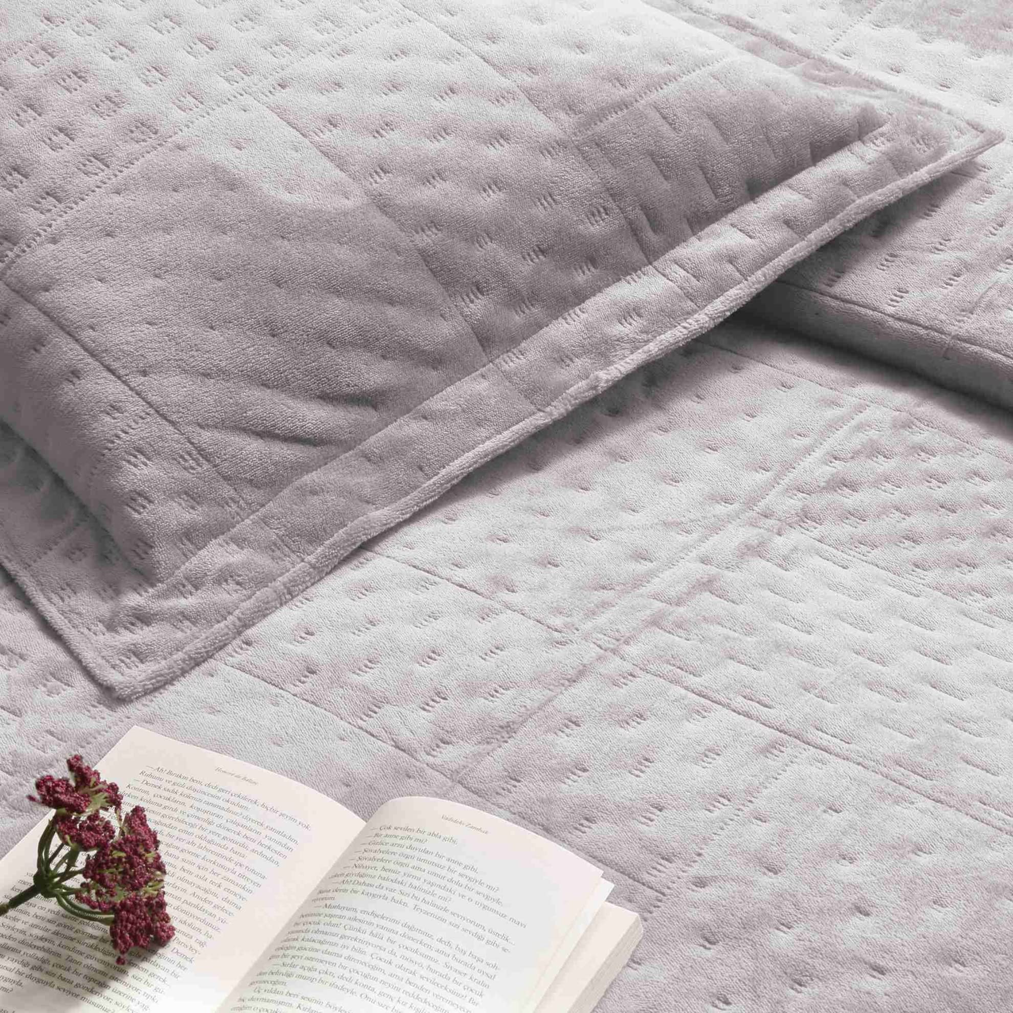 Taç Alvin Düz%100 Polyester Yatak Örtüsü Seti, Gri, Tek Kişilik