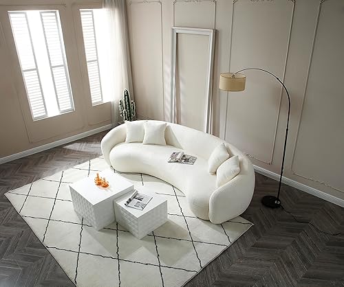 Moderno sofá curvado de nube, asiento modular con orientación derecha, con diván y almohadas, sofá modular minimalista de lujo, tapizado en forma de