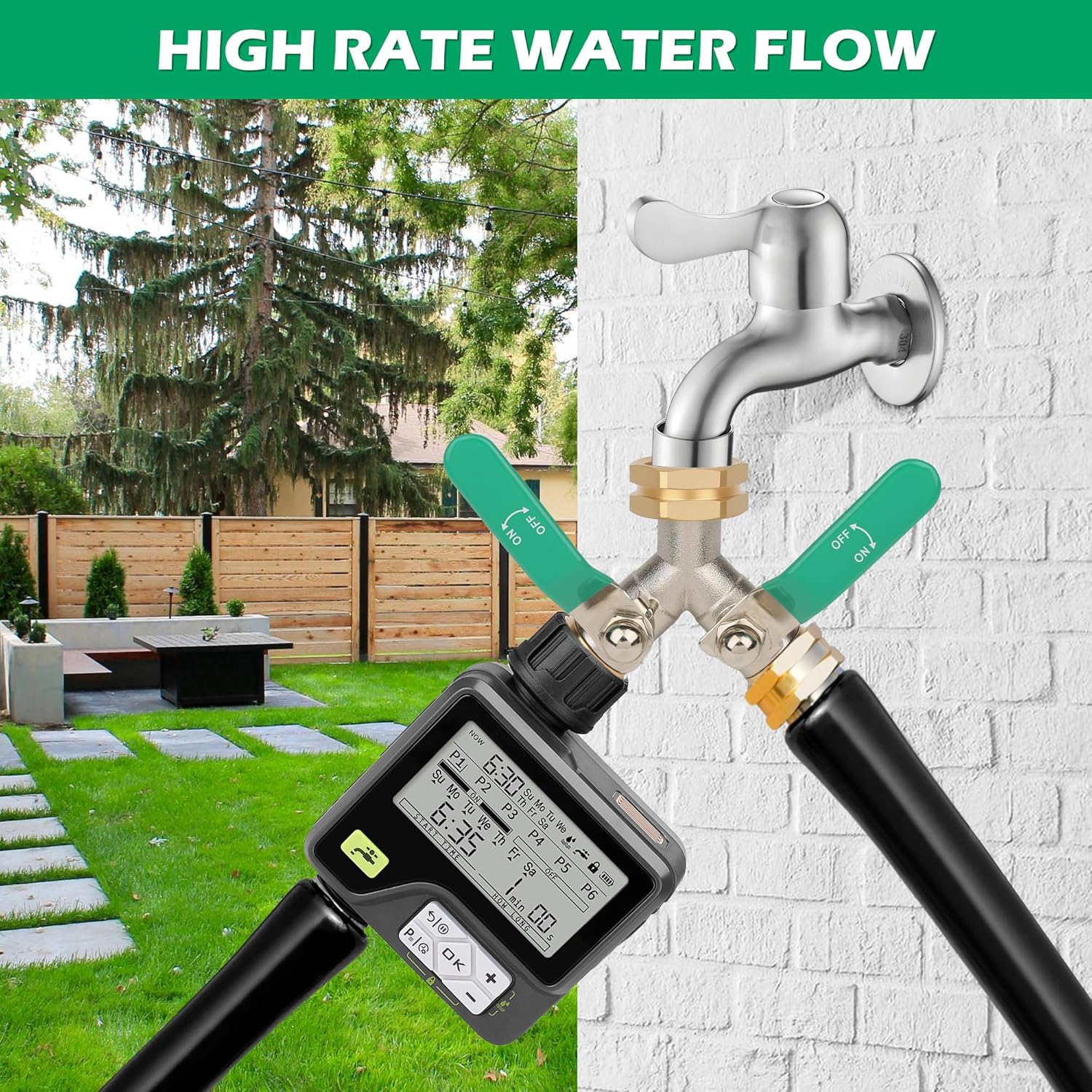 Love is War Garden Hose Splitter 2 Way - Heavy Duty Brass Water Hose Connector with Shutoff Valves, Outdoor Faucet Splitter for Garden, Yard, RV, and Washing Machine (3/4 Inch)
