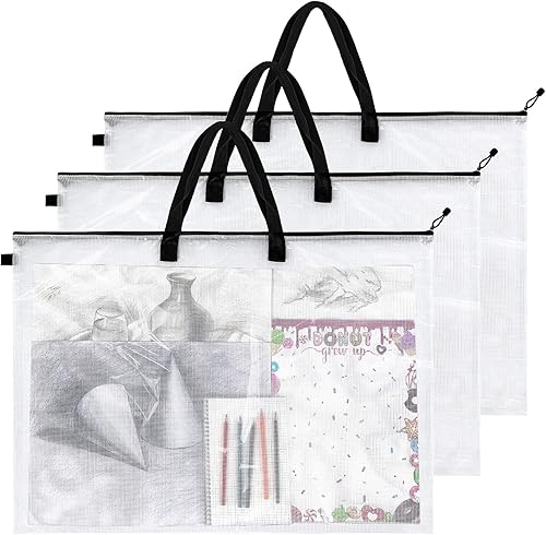 Cunno Bolsa de cartera de arte de 24 x 36 pulgadas, bolsa de almacenamiento para pósteres grandes, bolsas con cremallera y asa, organizador de arte,