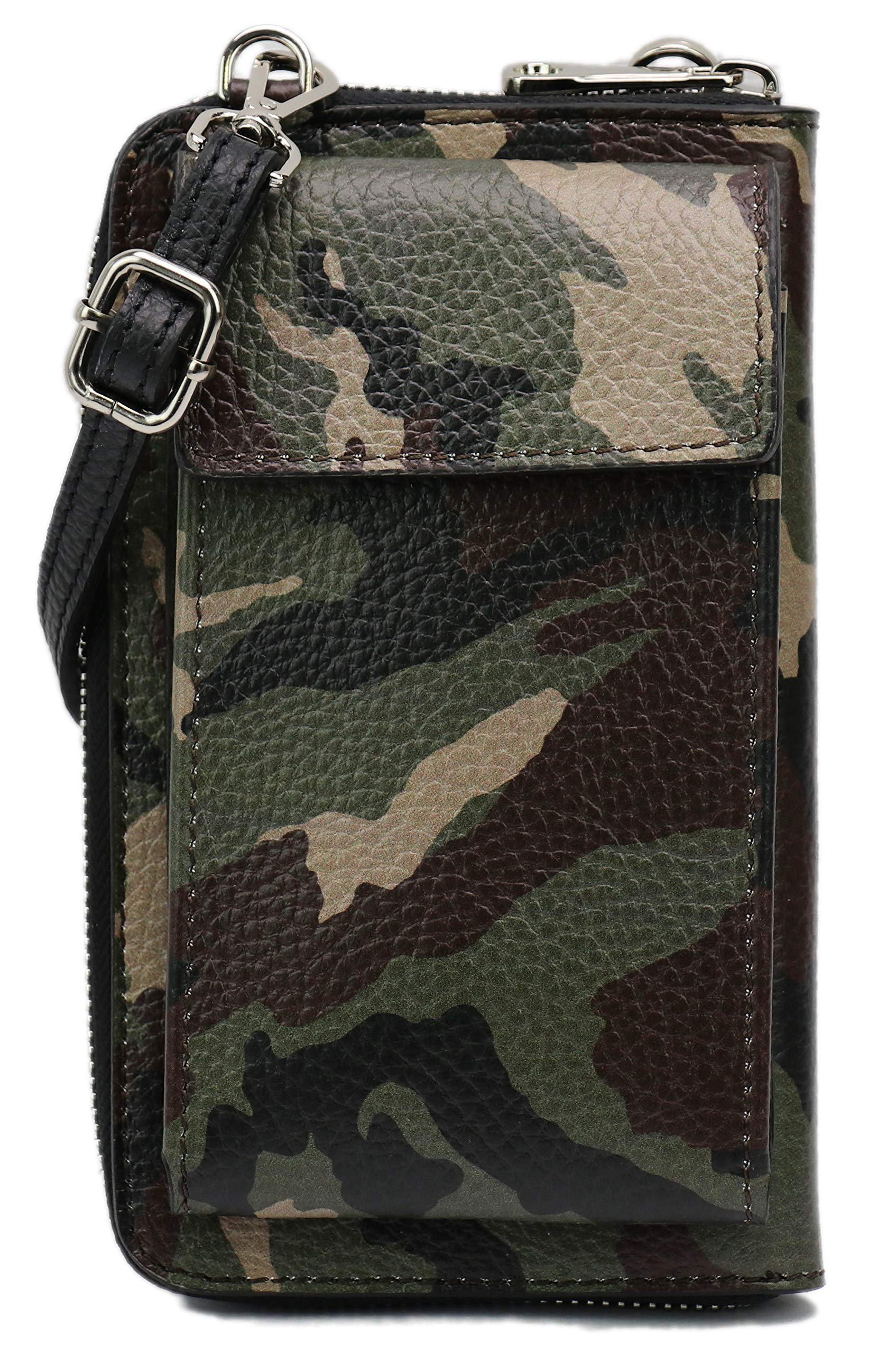 SH Leder Damen Handytasche Umhängetasche Geldbörse Multifunktion Beutel aus Echtleder Verstellbar Schultergurt Handy bis 6,5 Zoll 11,50x19cm Sarah G339