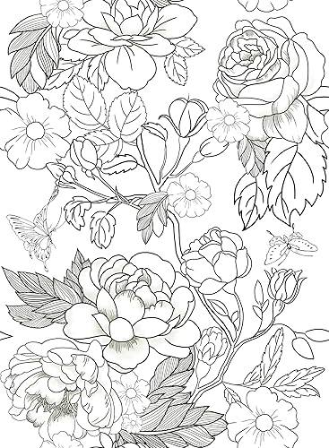 Miniatura 1 de Papel tapiz floral para despegar y pegar, papel de contacto floral para armarios, papel tapiz blanco y negro, papel tapiz moderno de hojas para