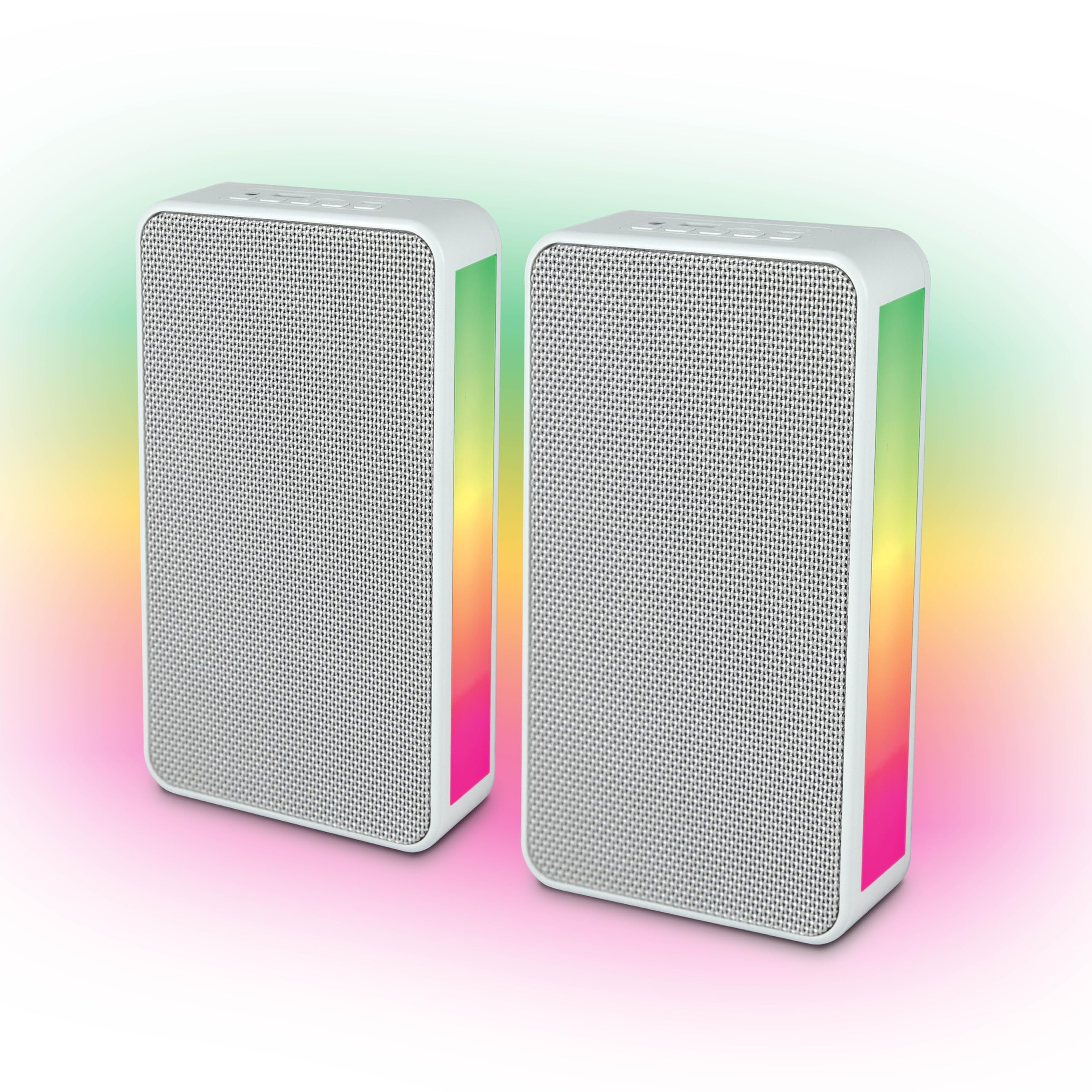 Wall-Mounted Bluetooth Speaker with RGB Light, 10W Wireless Garage Audio System, Outdoor Powered Speakers for Patio, Backyard, or Movie Projector Setup, White, (2 Pack)-picture-10