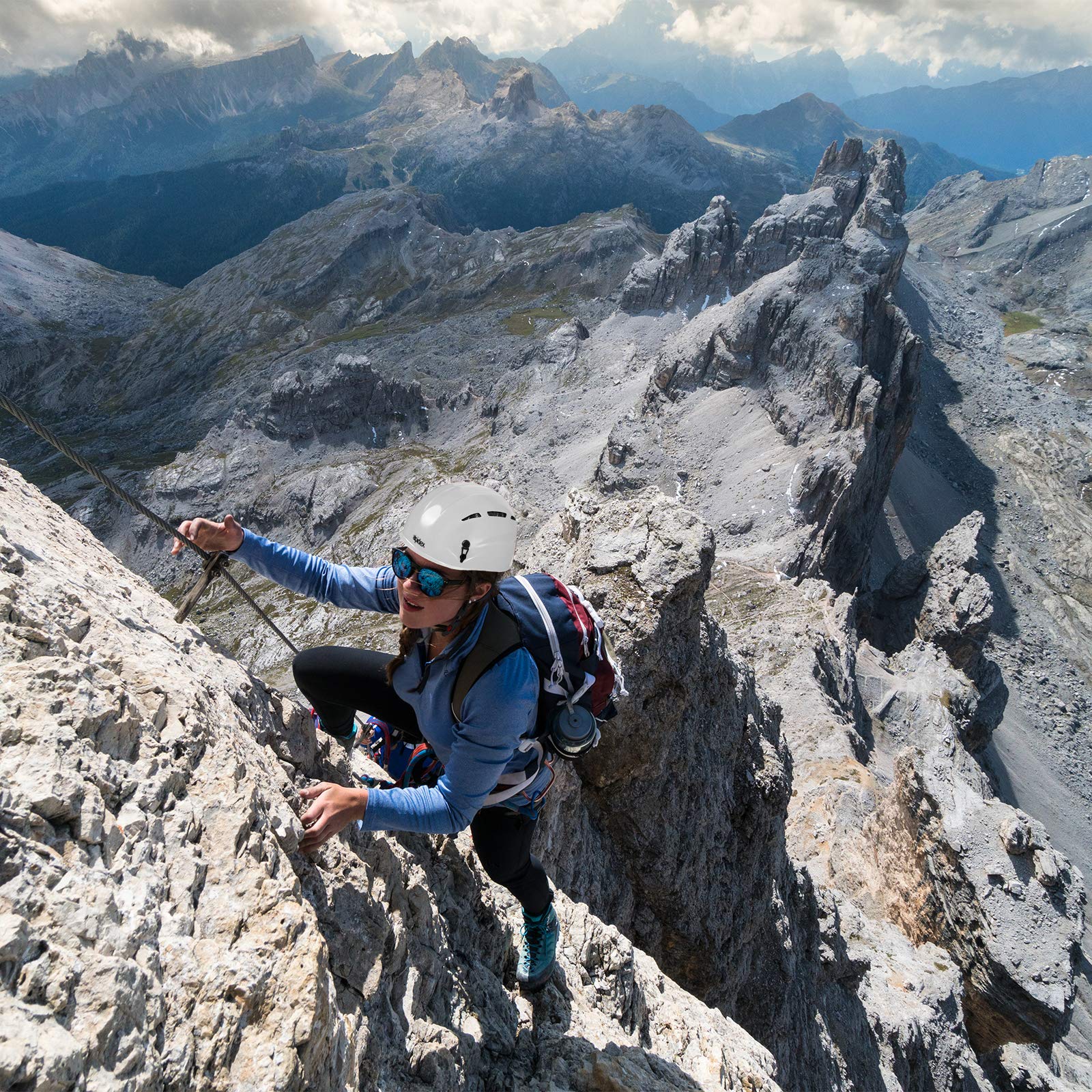 ALPIDEX Kletterhelm | Norm EN 12492 Kletterausrüstung Hartschalenhelm | Universal Passend | Robust | Klettersteighelm | Jugendliche | Erwachsene