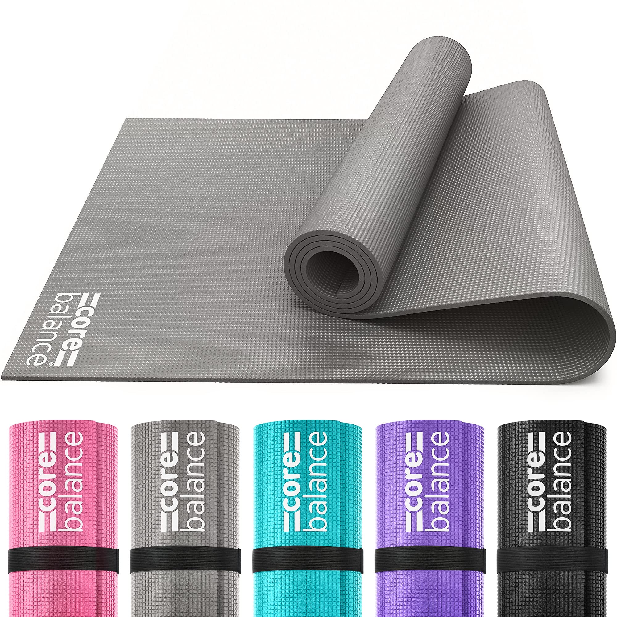 Core Balance Yoga Mat, Thick Foam 6mm, Non Slip, Exercise Fitness Gym, Compact Lightweight With Carry StrapCore Balance Yoga Mat, Thick Foam 6mm, Non Sli…