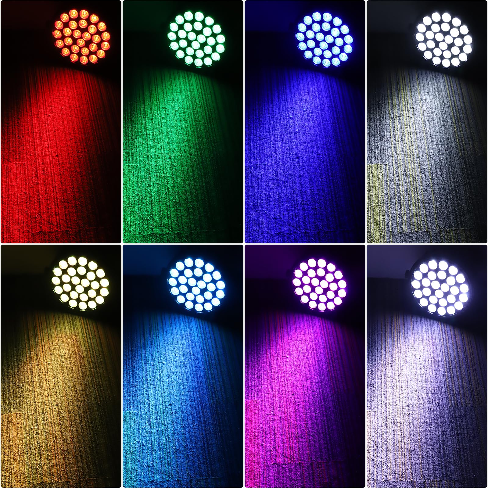 2PCS 216W Par LED Luci Palcoscenico, 27 x 8W RGBW Discoteca DJ Faretti DMX 4/8CH Alta Luminosità Luce Fari LED con Telecomando per Festa Party Bar Teatro Natale