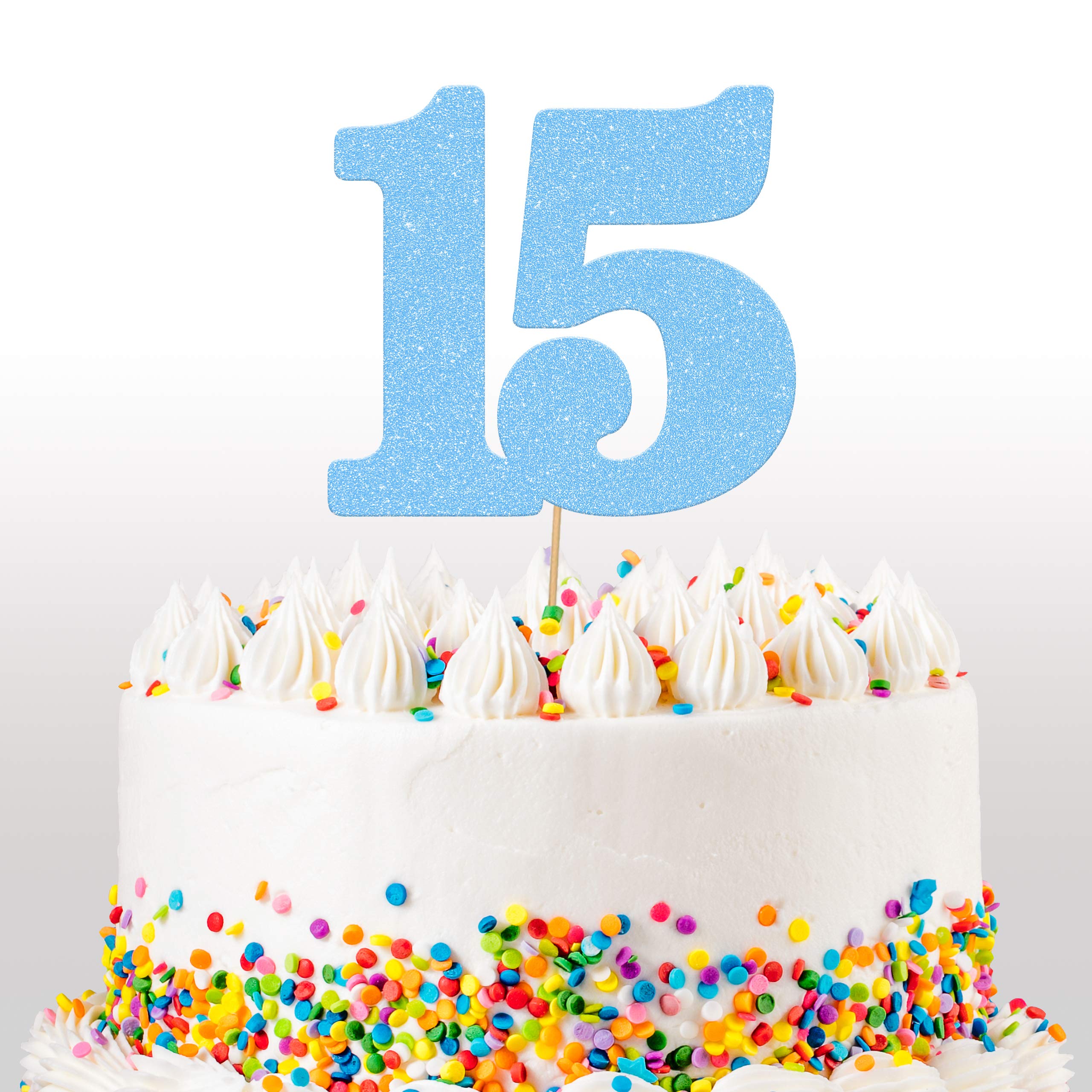 Cakeshop Decorazione per torta con glitter per 15° compleanno, 15