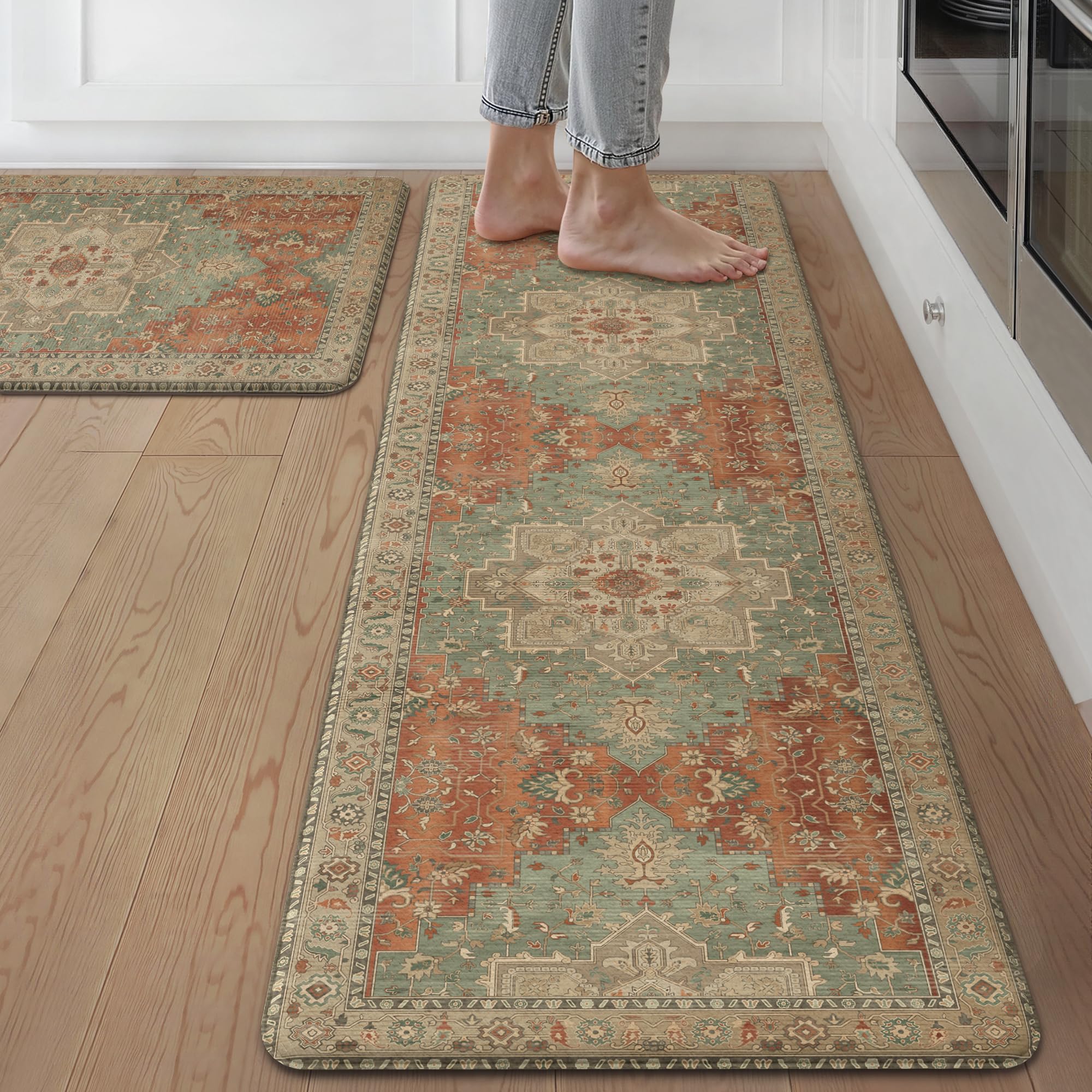 GENIMO Anti Fatigue Kitchen Mats for Floor 2PCS, Standing Rugs,Multi