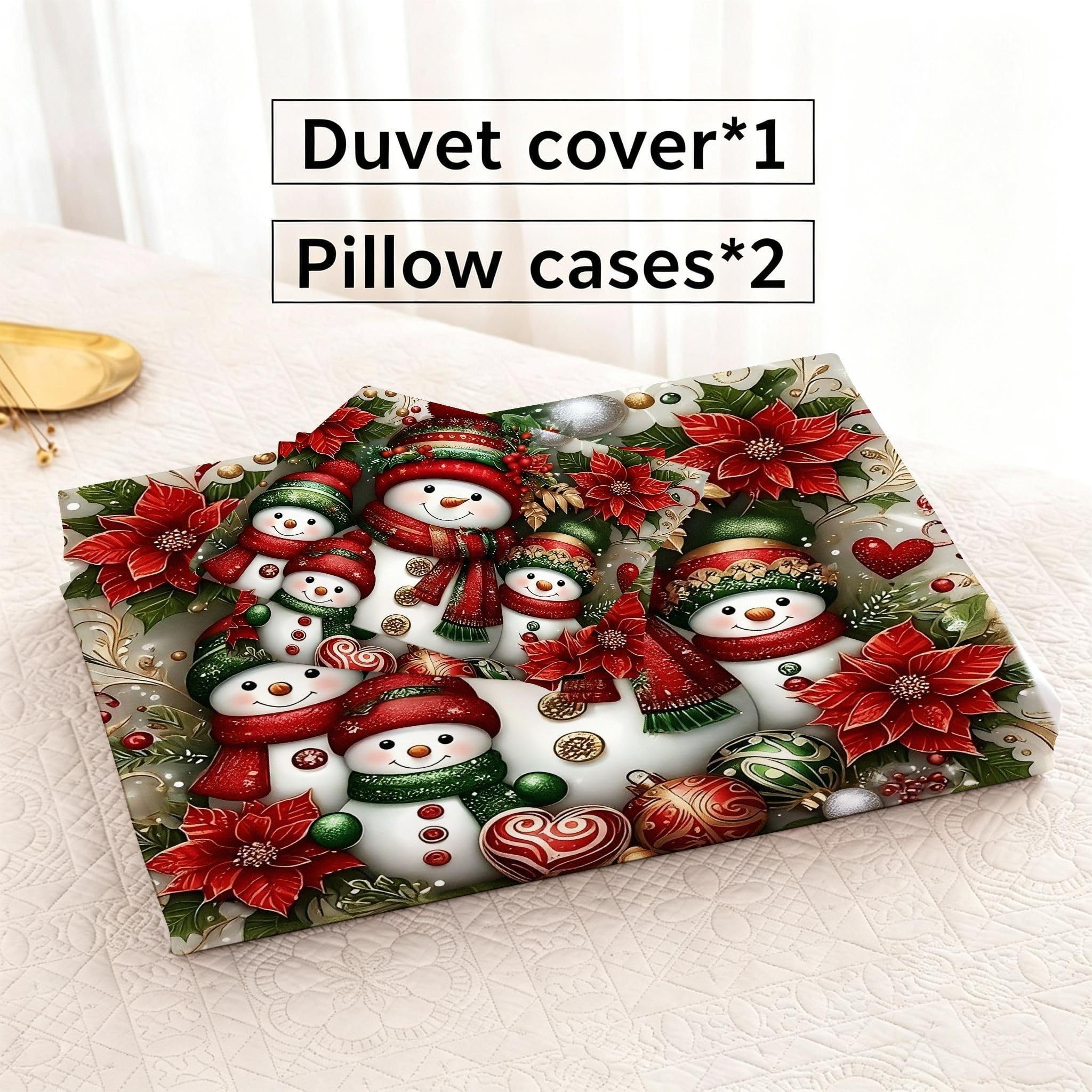 Copripiumino Matrimoniale Pupazzo Di Neve Bianco 260x240, ZW270 | Traspiranti Durevoli Microfibra, per Tutta la Famiglia, Matrimoniale, per Tutte le Stagioni, con 2 Federe 50x80 cm