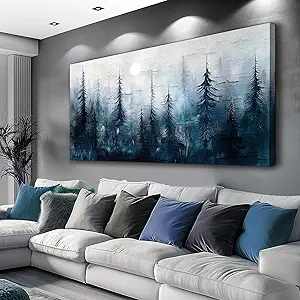 KELIYUAN Large Wall Decor Canvas Painting Wall Art For Bedroom Living Room Decor Abstract Foggy Forest Landscap Artwork Print Picture For Home Decor Room For office Room Wall Decoration 30x60 In