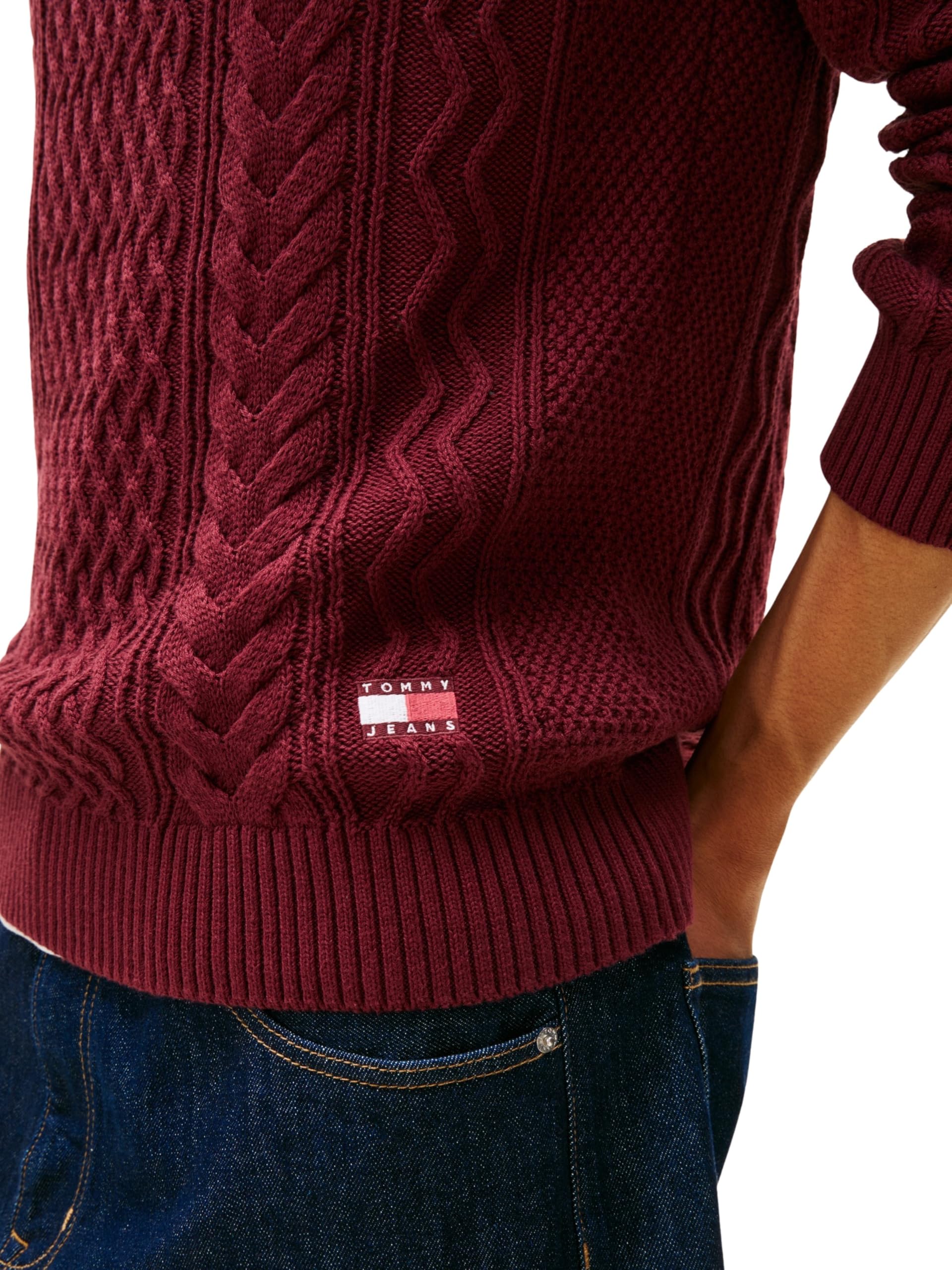 Tommy Jeans Jersey Hombre Cable Knit Sweater con Punto Trenzado