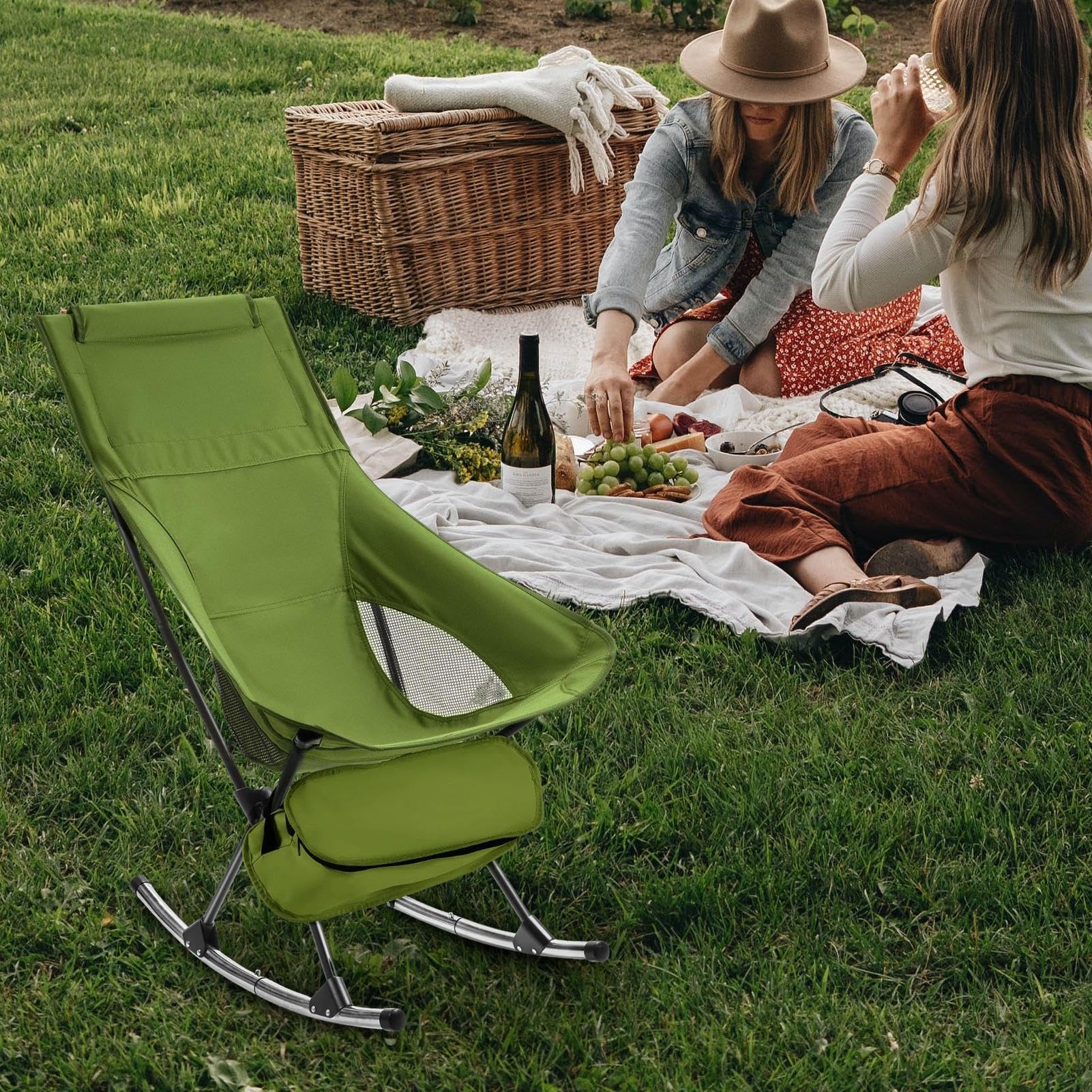 Sedia pieghevole portatile – Sedia da campeggio e avventura, sedia da spiaggia, robusta sedia da trekking lunare, sedia a dondolo pieghevole per spiaggia, cortile, prati, bordo piscina, 55 x 37 x 89 | sedia da spiaggia, robusta sedia da trekking lunare, s