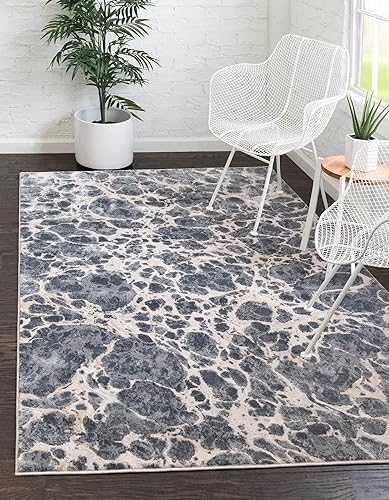 Unique Loom Oasis Collection Alfombra de área, Breeze (7 x 10 pies, rectangular, grismarfil)