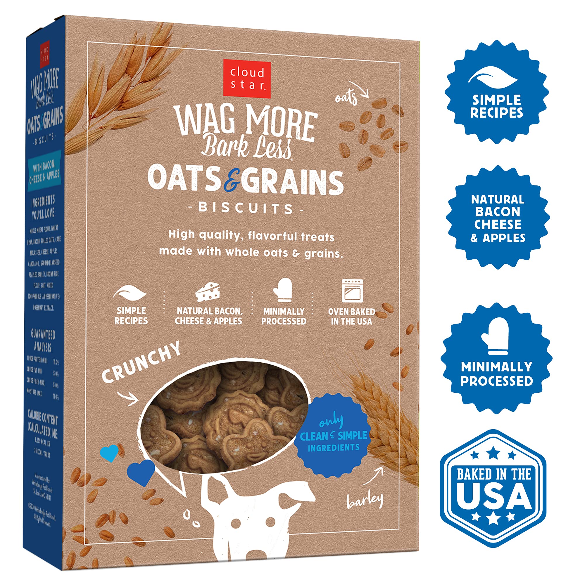 Cloud Star Wag más Horno Baked Galletas – 16 oz Bacon, Queso y Apple