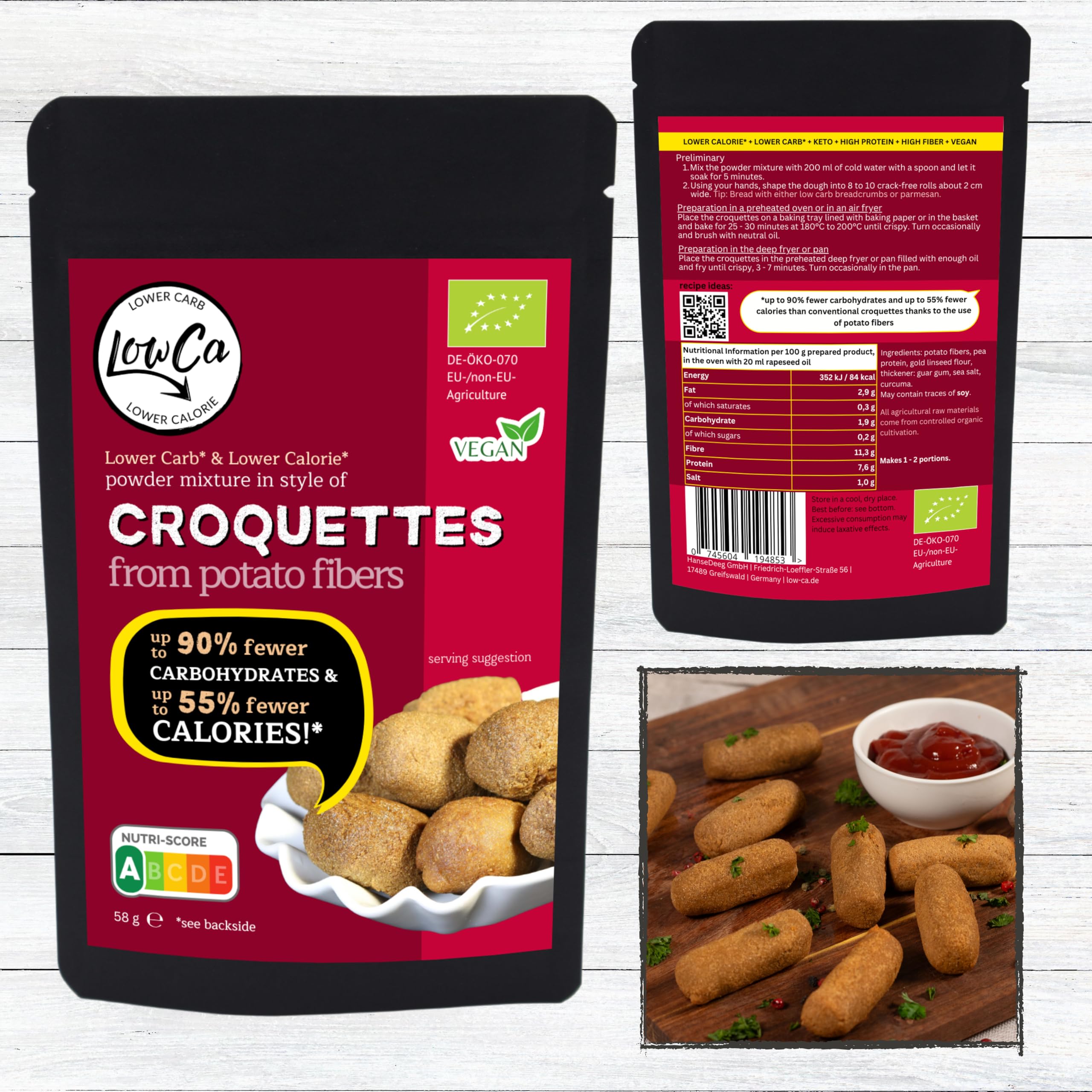 LOW CARB produits à base de pommes de terre | 95% de glucides en moins = KETO | 60% de calories en moins | riche en protéines et en fibres | biologique