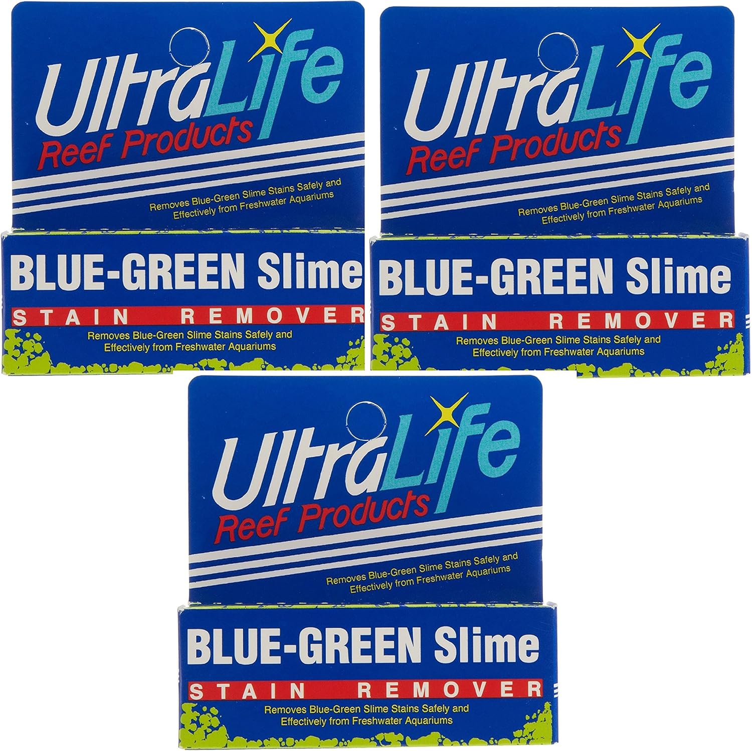UltraLife Blue Green Slime (3 Packs) Stain Remover for Safe Slime Cleaning in Freshwater Aquariums - Each Treats 150 Gallons (3 Items)