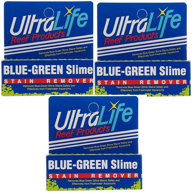 Removedor de manchas de slime azul-esverdeado para aquário Ultralife Blue Green Slime, 567,8 L, pacote com 3