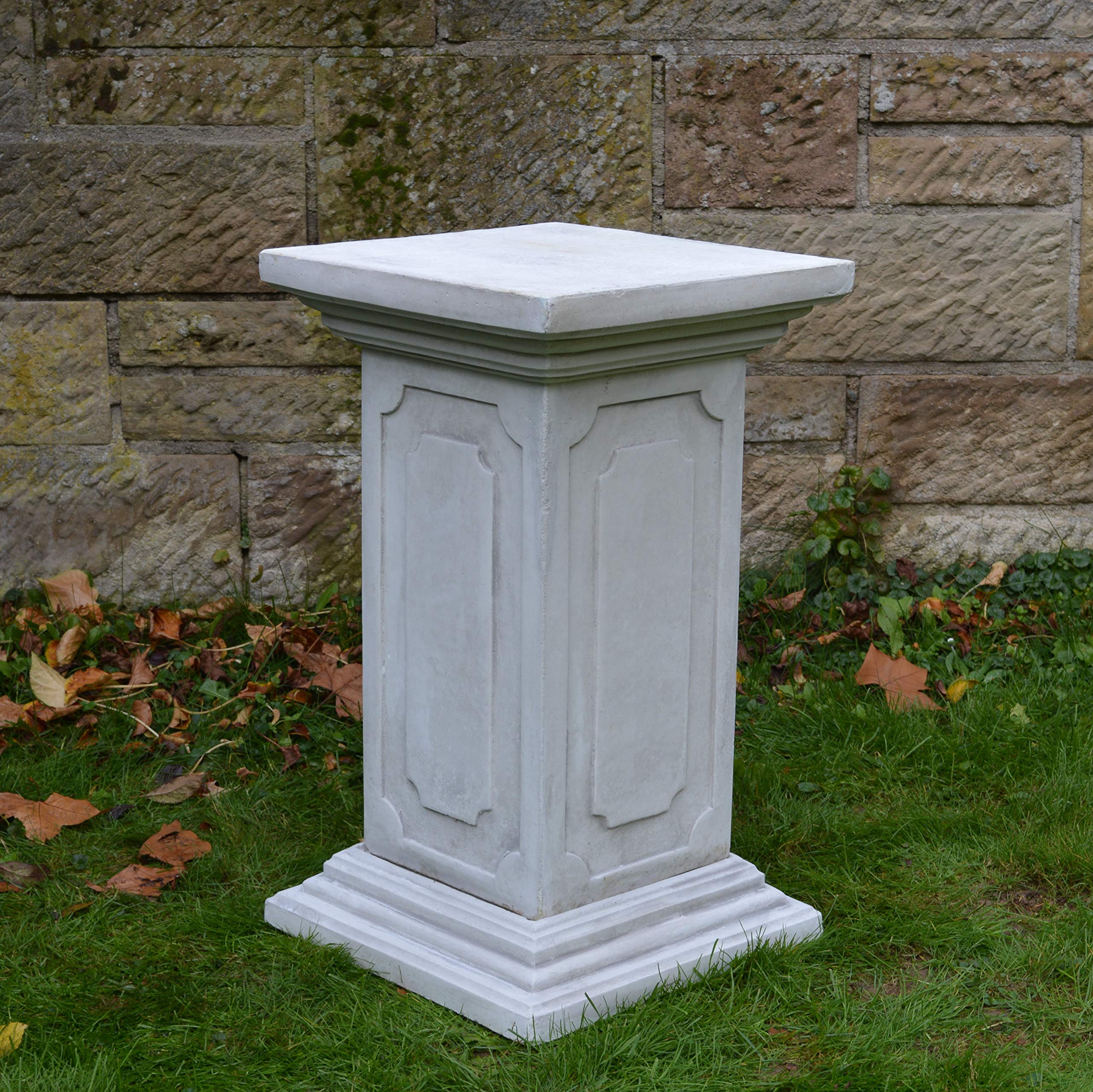 gartendekoparadies.de Klassisches Podest, Steinsockel, H. 72 cm, Stellfläche 39 x 39 cm, 100 kg, Grau, frostsicher aus Steinguss für Außenbereich