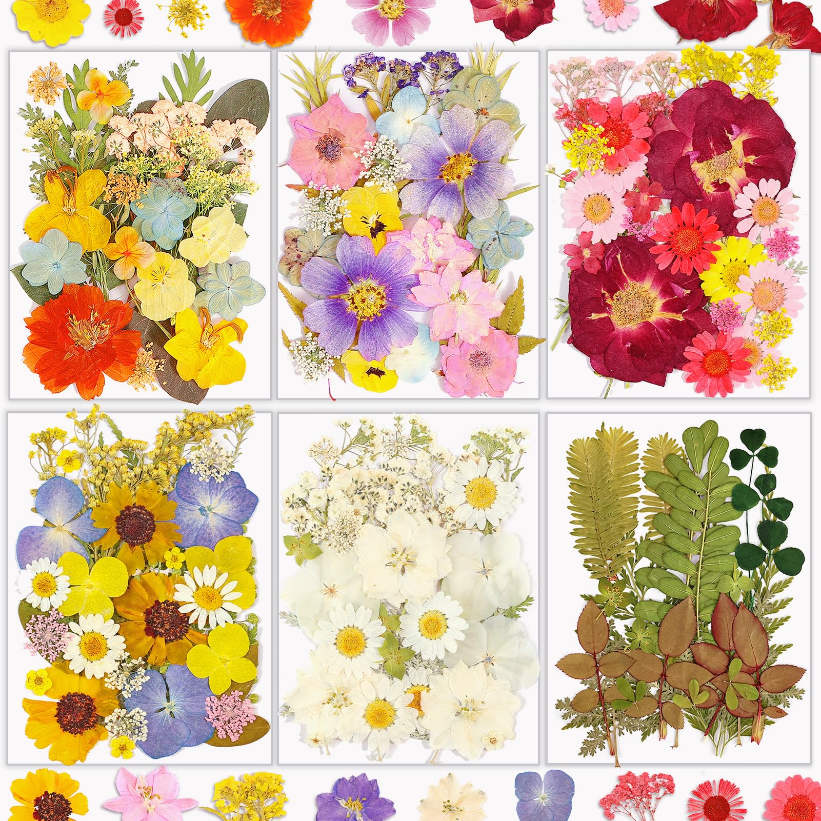 Dried Flowers, Resiners 100Pcs Pressed Flowers for Craft Yellow Real Natural Dried Flowers Dry Leaves Kit for DIY Making Crafts Resin Soap Candle Scrapbook Supplies Card Making Jewelry