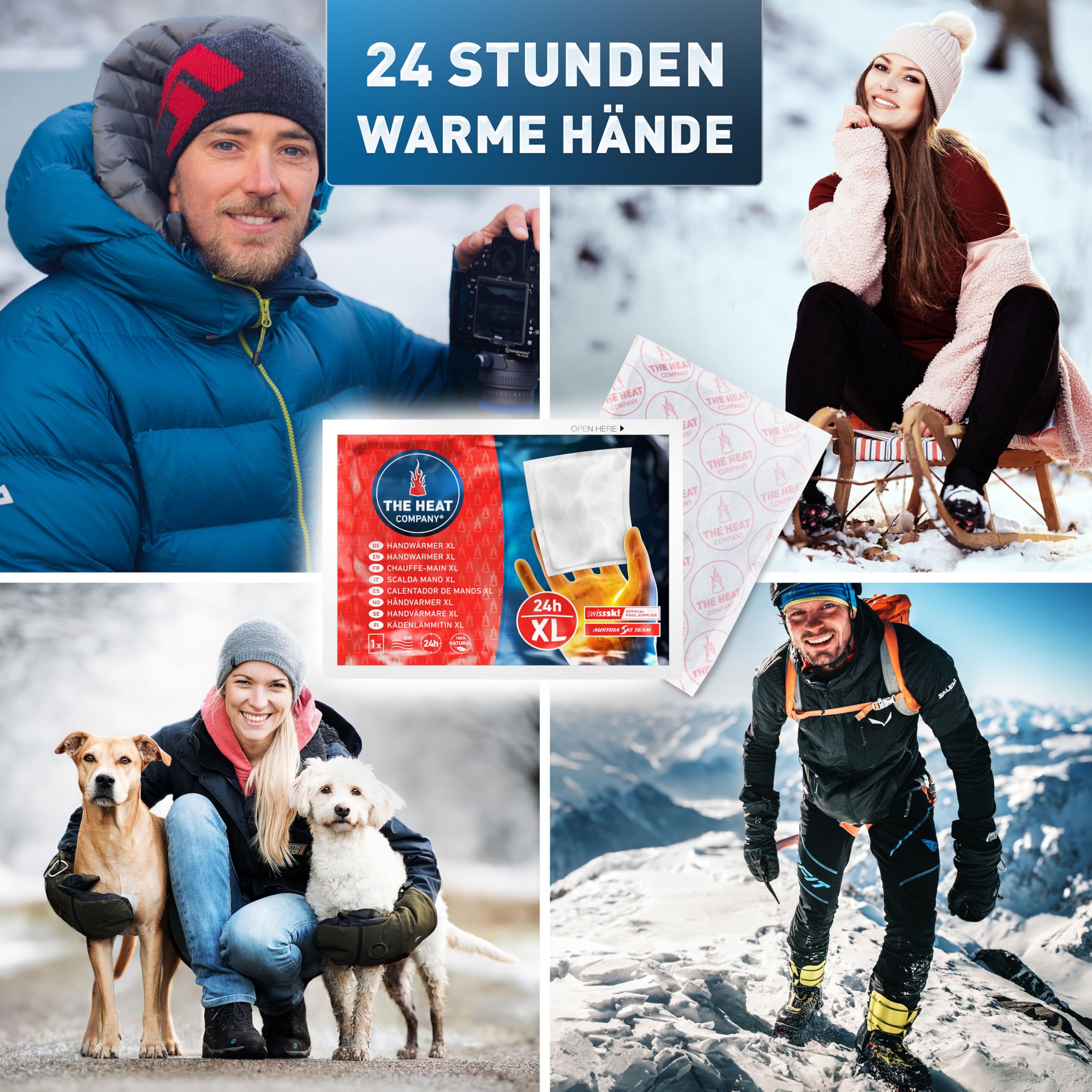 THE HEAT COMPANY Handwärmer XL - 10, 20 oder 40 Stück - EXTRA WARM - großer Taschenwärmer - Wärmekissen - 24 Stunden warme Hände - sofort einsatzbereit - luftaktiviert - rein natürlich