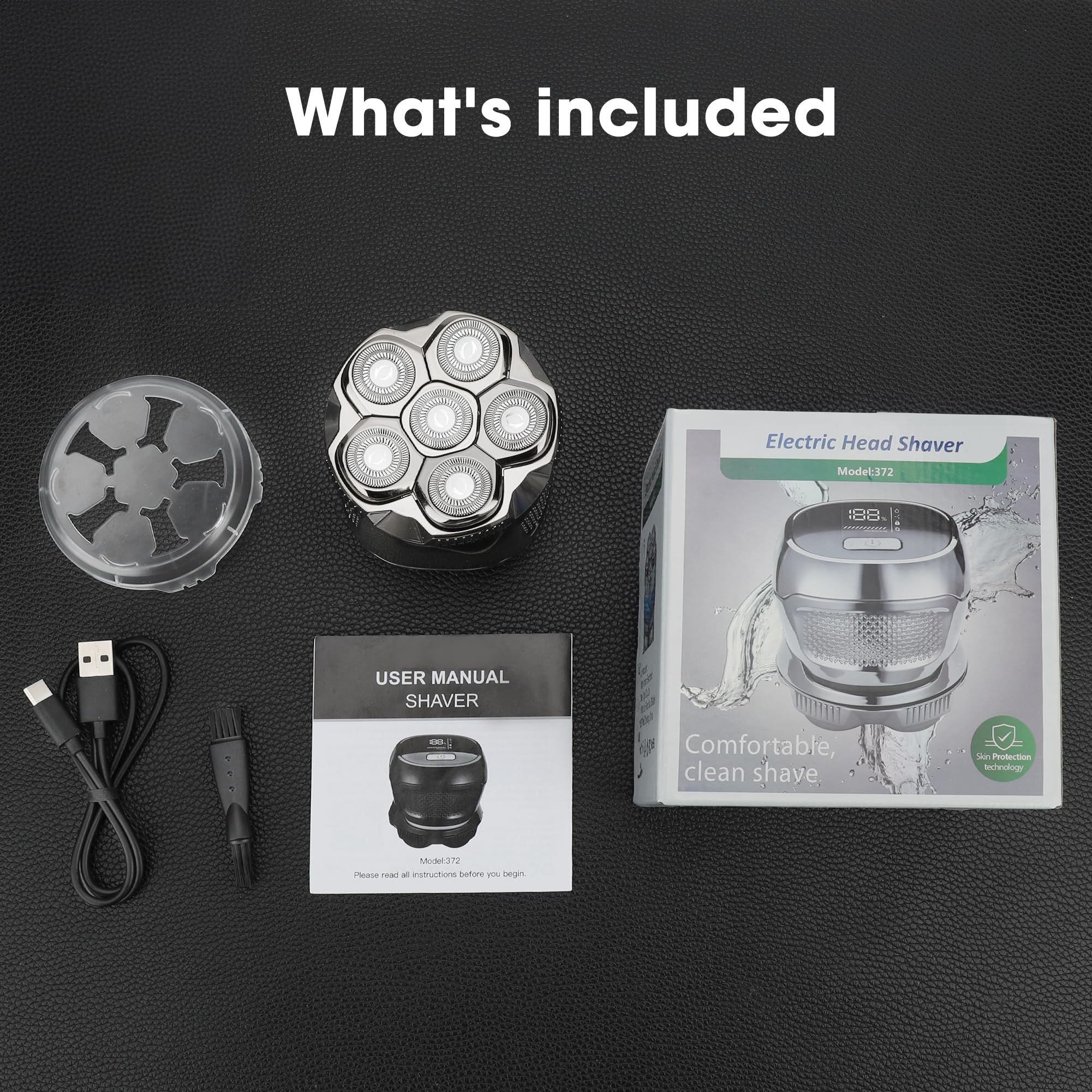 Karrte Afeitadoras de cabeza para hombres calvos, maquinilla de afeitar eléctrica magnética 6D con motor de alta velocidad de 2 engranajes para un afeitado rápido, IPX6 impermeable, hipoalergénica