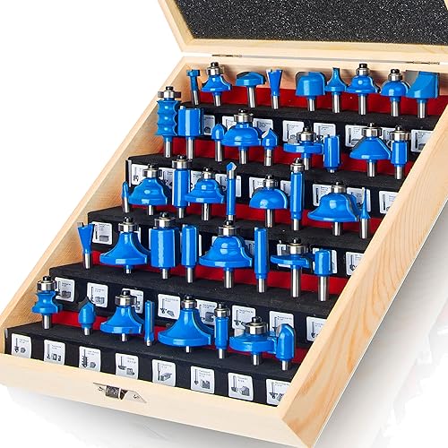 LEATBUY - Juego de brocas de fresado frontal para puerta y cajón de 14 pulgadas, 37 piezas, herramientas de fresado para carpintería, enrutador CNC