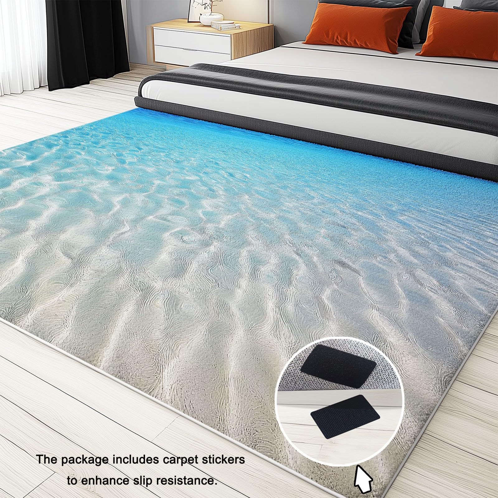 Générique Tapis 140 x 200 cm Facile d'entretien intérieur Plage Moderne Tapis, Moelleux antidérapant Vagues Sable pour Salon Chambre bébé pépinière dortoir