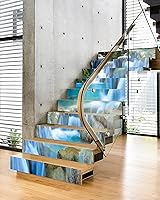 Vista 12 de FLFK Adhesivos para escaleras Sunrise Coast - Juego de 15, adhesivos para contrahuella de escalones pela y pega, 39.3"x7.08