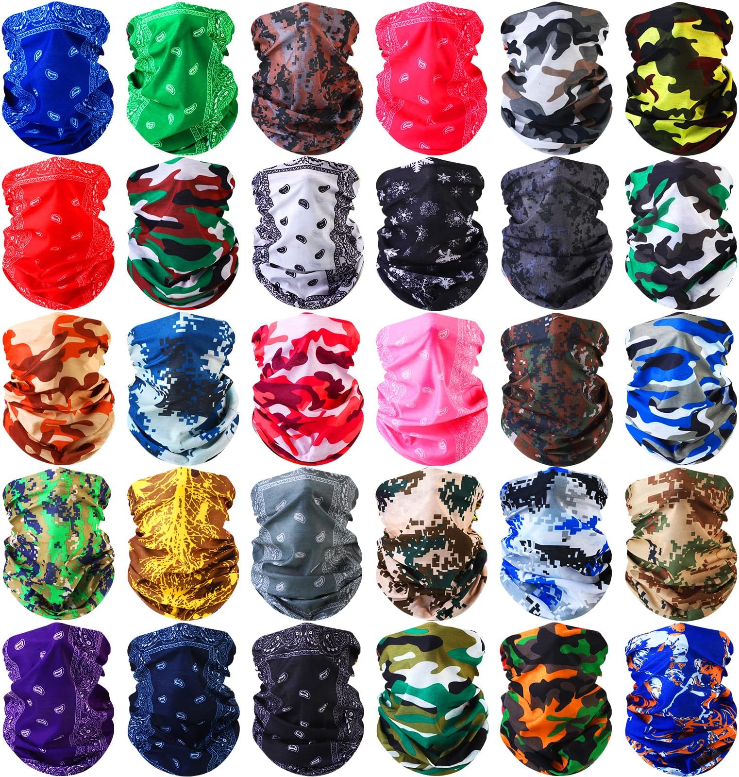 30 Pieces Neck Gaiters Scarf Elastic Sports Wrap Headband Sweat Absorbing Bandana Head Wraps for Women Men Yoga Running