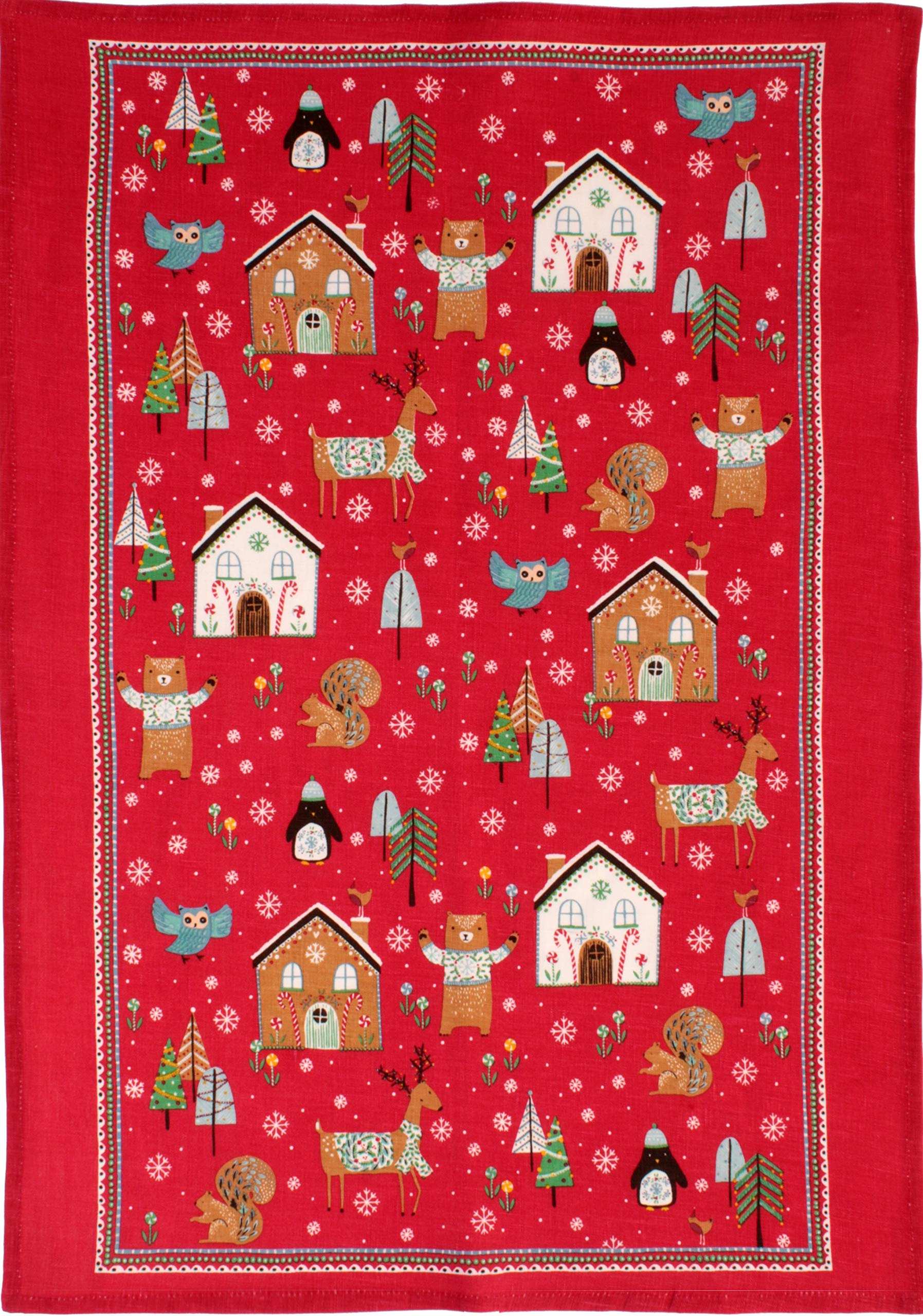 Ulster Weavers Red Cotton Tea Towel - Festive Friends - Christmas (100% Cotton, )