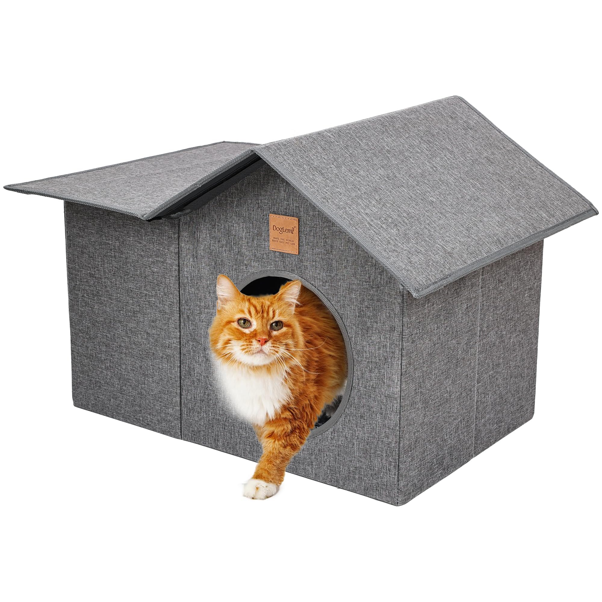 Maison pour chat grise cosy pour des siestes paisibles près du canapé