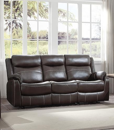Miniatura 2 de Homelegance Yerba - Sofá reclinable doble de microfibra de 80 pulgadas, color marrón oscuro